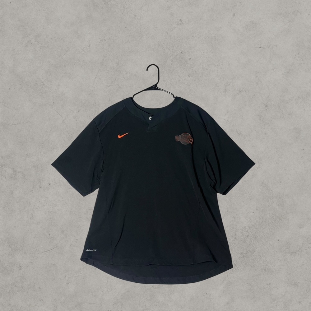 Nike San Francisco Giants MLB Dri-FIT Short Sleeve Henley Jersey Black Mens XL